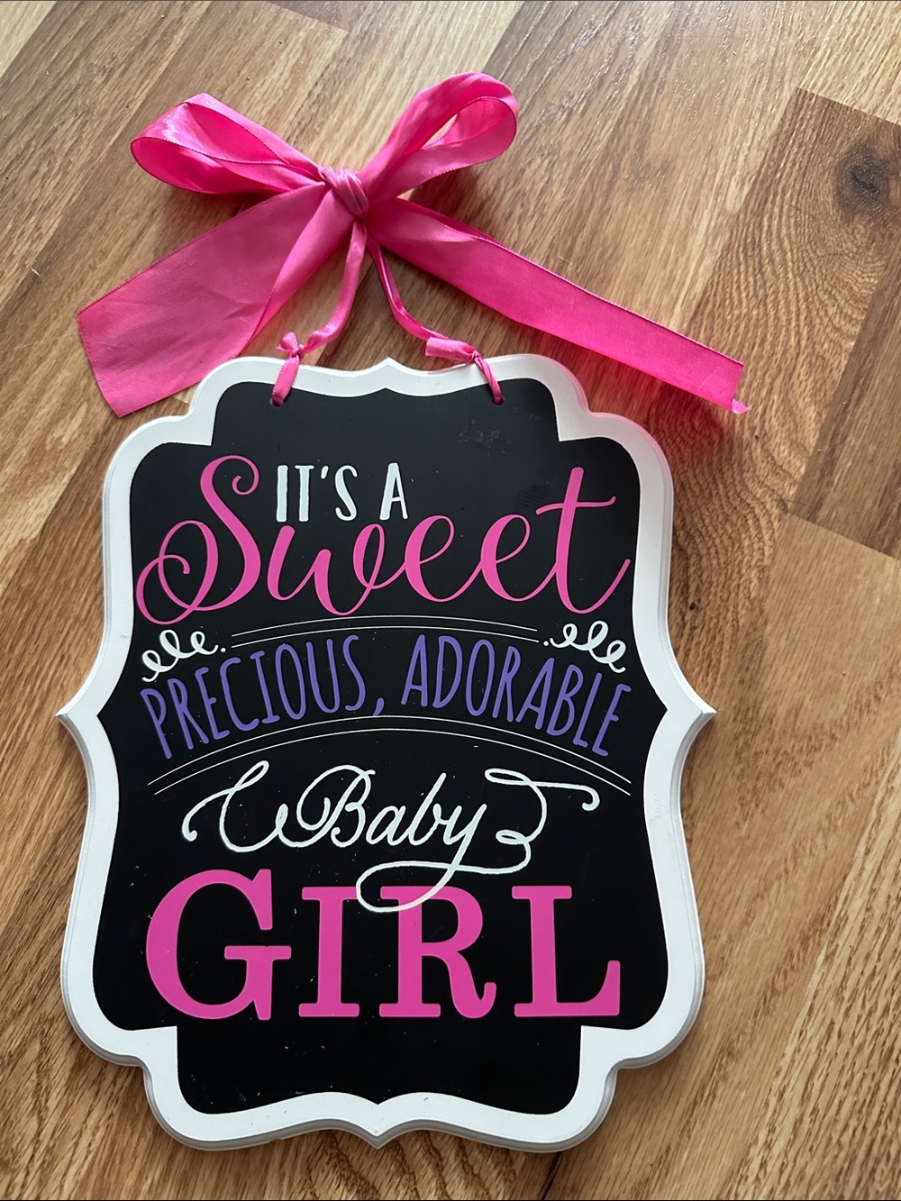 Baby Girl Wall Sign - Pink & Purple Sweet Design